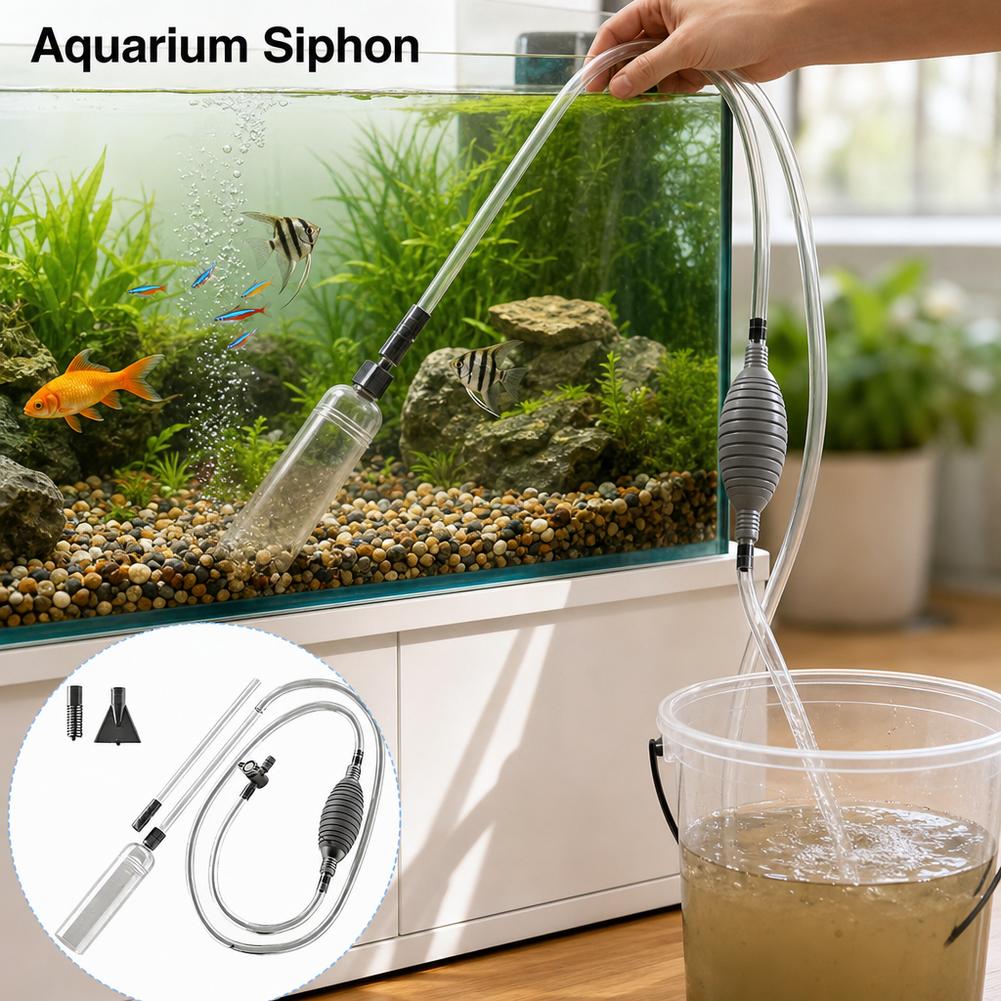 Aquarium Fish Tank Cleaner - 수동식 어항 사이펀 물갈이 키트, 자갈
