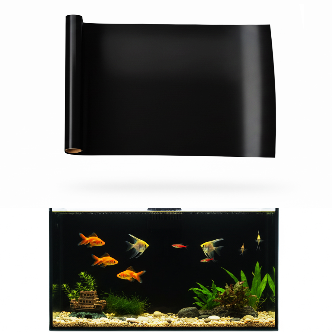 Aquarium Fish Poster - 수족관 배경 스티커 검정색 흰색 어항