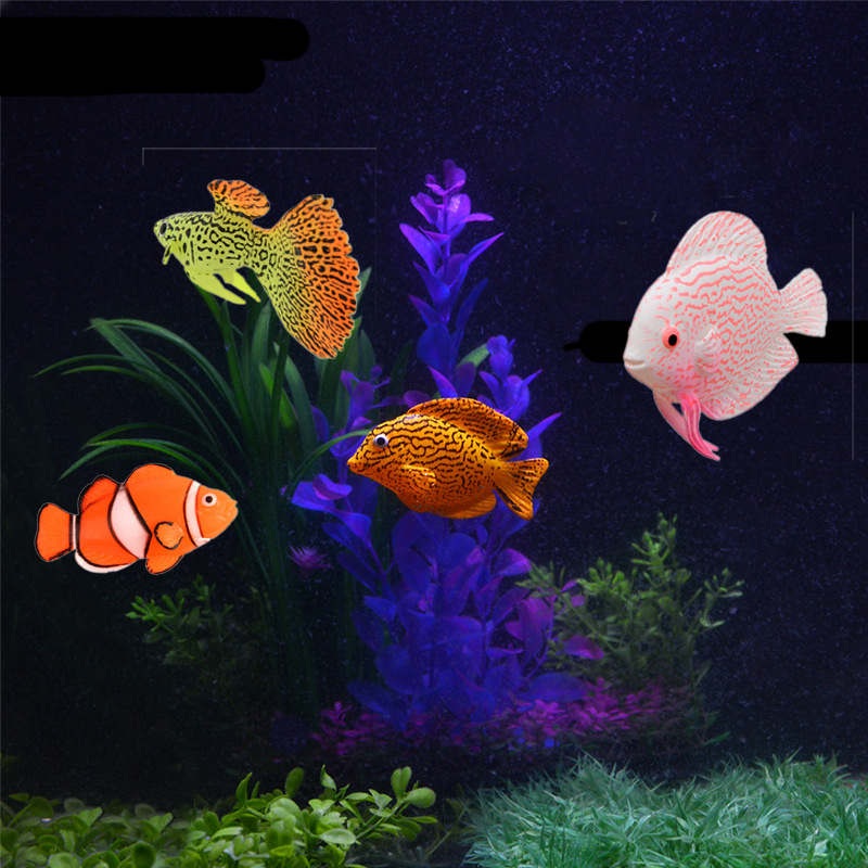 Aquarium Fish Glow In The Dark - 야광 발광 실리콘 물고기 어항 장식물