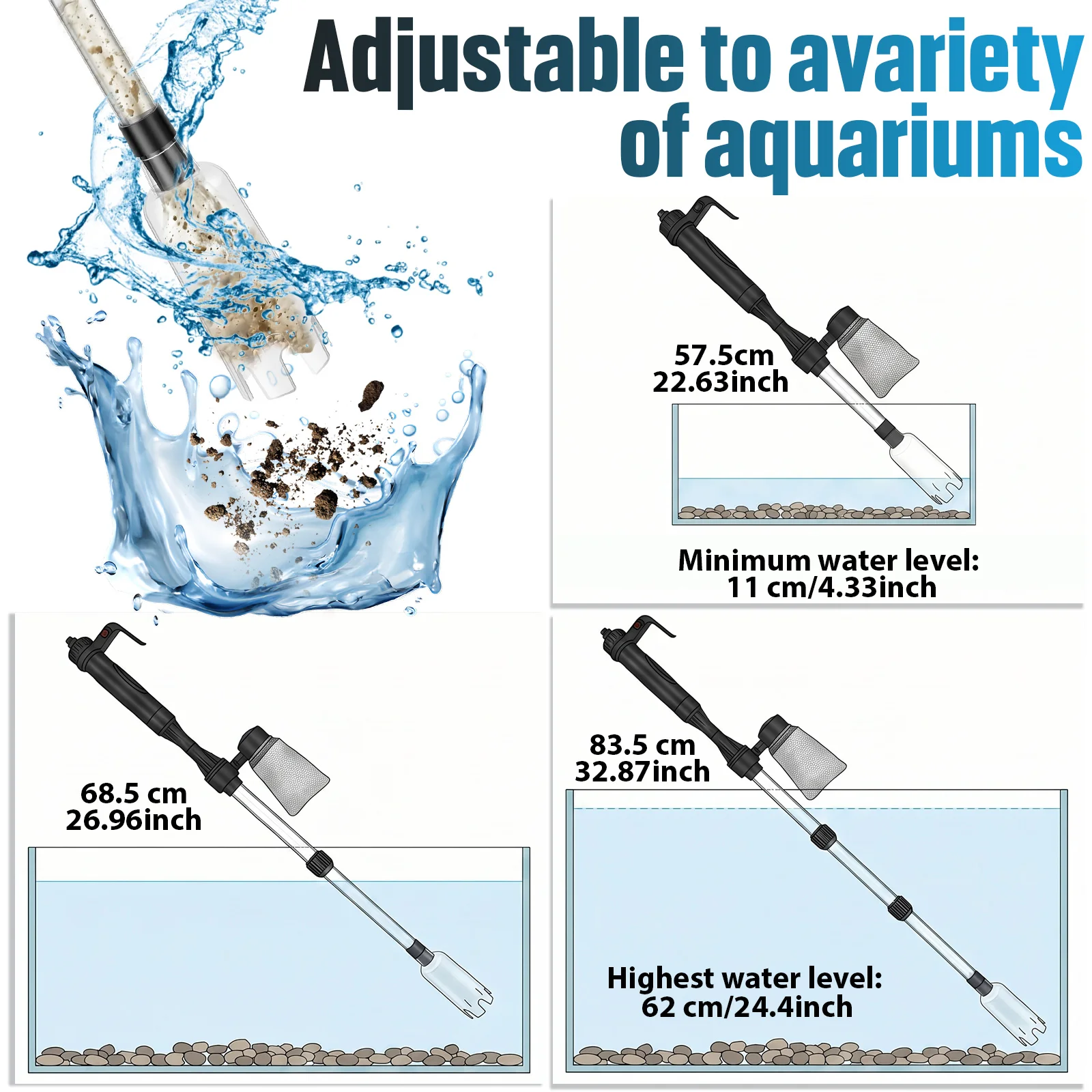 수족관 진공 자갈 청소기 3 in 1 어항 진공청소기  - Aquarium Fish Tank Cleaner 리뷰 및 가격
