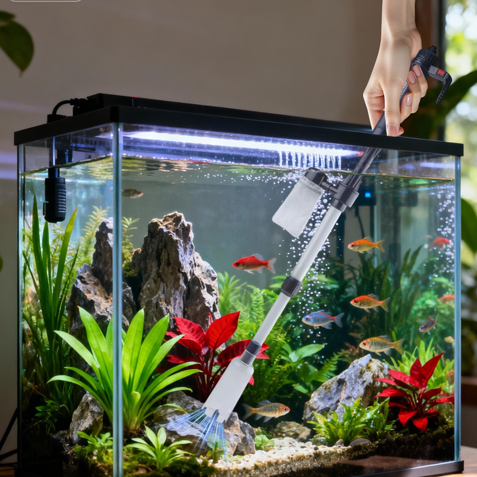 수족관 자갈 청소기, 텔레스코픽 전동 조절식 강력한 어 - Aquarium Fish Tank Cleaner 리뷰 및 가격