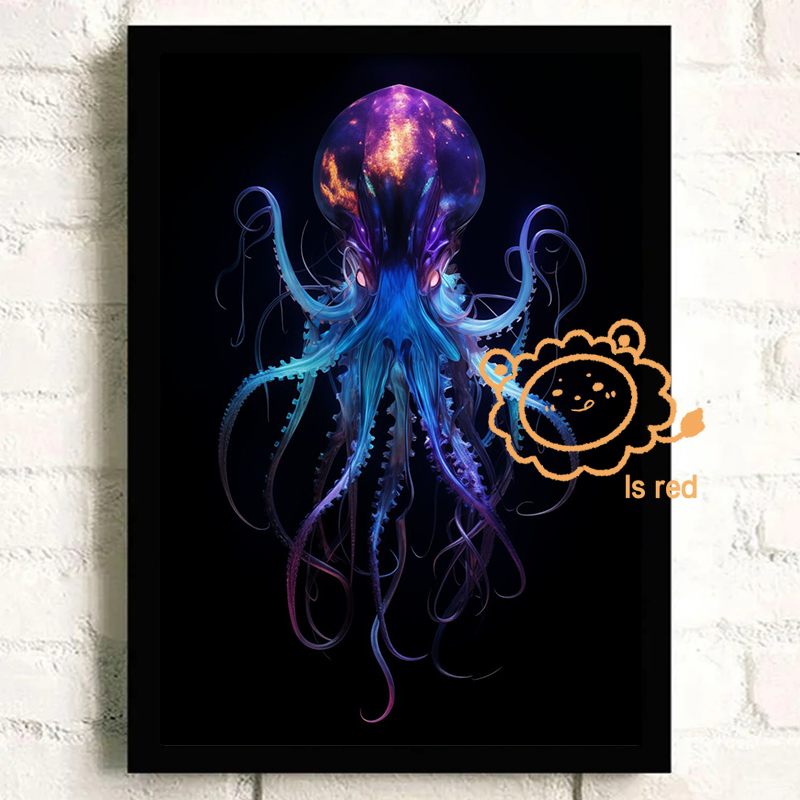 수중 우주 포스터 네온 문어 해파리 블루 해파리 캔버스 - Aquarium Fish Poster 리뷰 및 가격