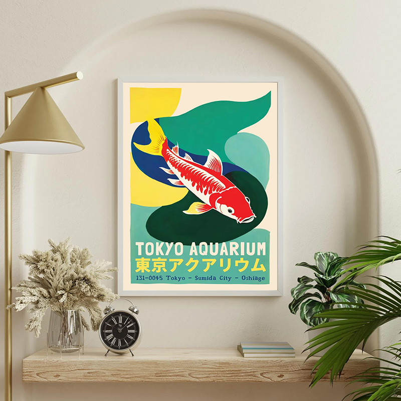 일본 미적 물고기 포스터 도쿄 수족관 붉은 잉어 미적  - Aquarium Fish Japan 리뷰 및 가격